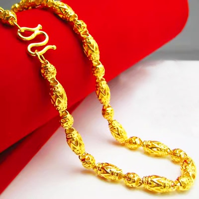空心仿真黄金项链男女款镀金仿真金链子金包银粗款显大橄榄珠送礼