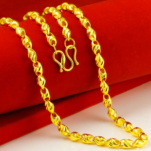 仿真黄金项链999足金男士女款加长空心纯金链子元宝男款沙面送礼