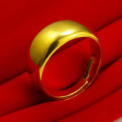 经典仿真黄金戒指男女款情侣对戒光面圈戒子镀金指环活口送妈妈