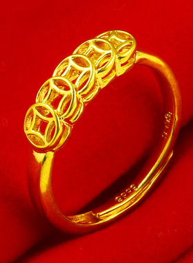 戒指女款招财进宝纯金首饰