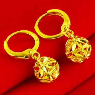 仿真黄金耳环镀金耳坠女款绣球耳饰仿999足金首饰生日礼物送妈妈
