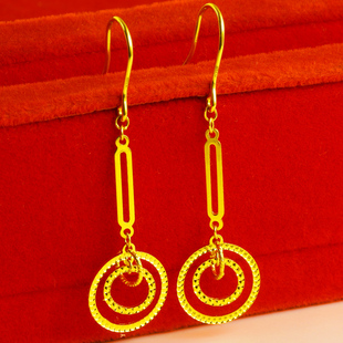 正品黄金耳环999足金耳坠女款纯金耳饰年轻款圆圈结婚首饰送女友