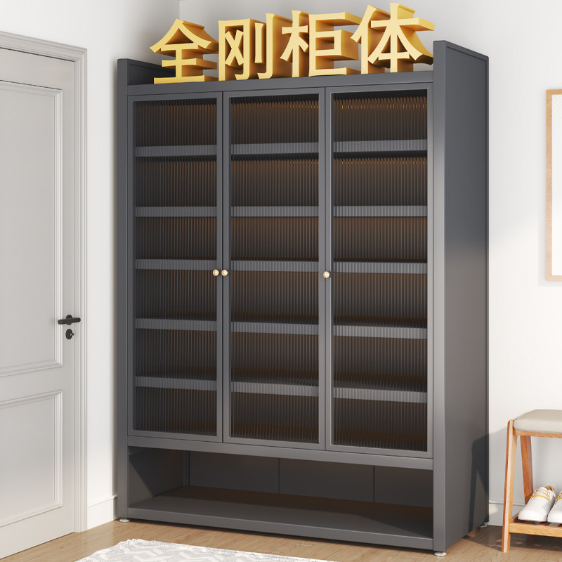 钢制鞋柜家用入户大容量玄关柜一体靠墙收纳柜室外过道电梯口鞋架