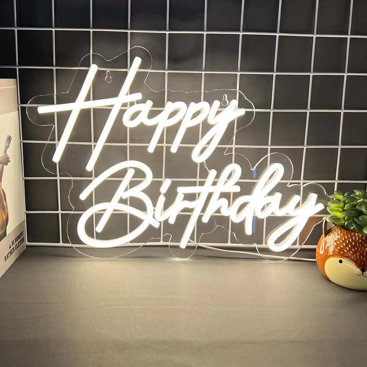 生日灯happybirthday字母灯霓虹灯牌演唱会手举牌可调光led灯