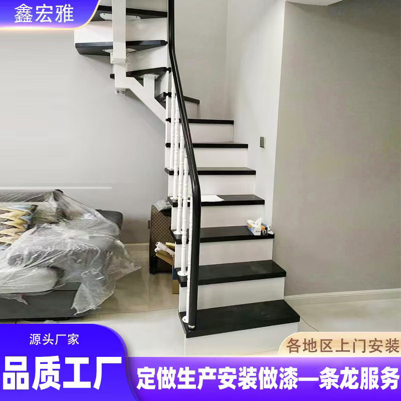 室内阁楼复式直梁工程楼梯别墅楼梯家用跃层楼梯室内直梁楼梯