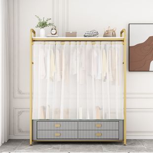 带帘衣帽架挂衣架衣架落地卧室网红一体收纳家用多功能衣柜置物架