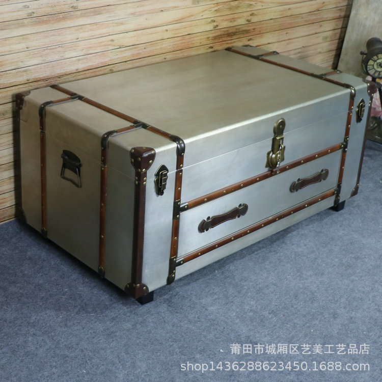 欧式铝皮茶几复古箱子茶几工业风家具客厅储物铝皮箱工厂可做