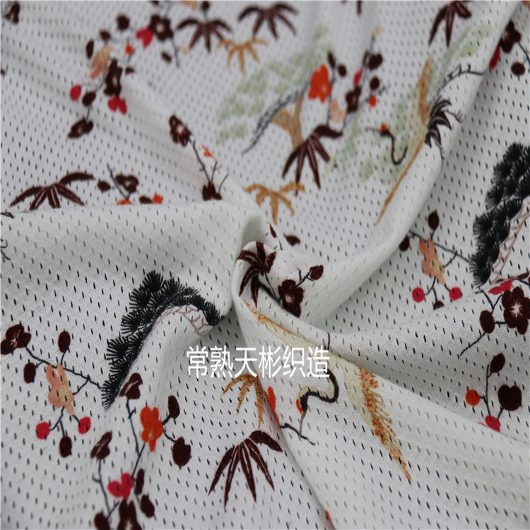 全棉印花网布 纯棉鸟眼洞洞布 婴童面料 棉网眼布 棉网布