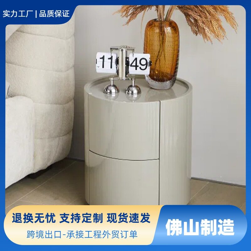 意式极简实木床头柜卧室家用镂空储物柜大容量小户型烤漆床边柜
