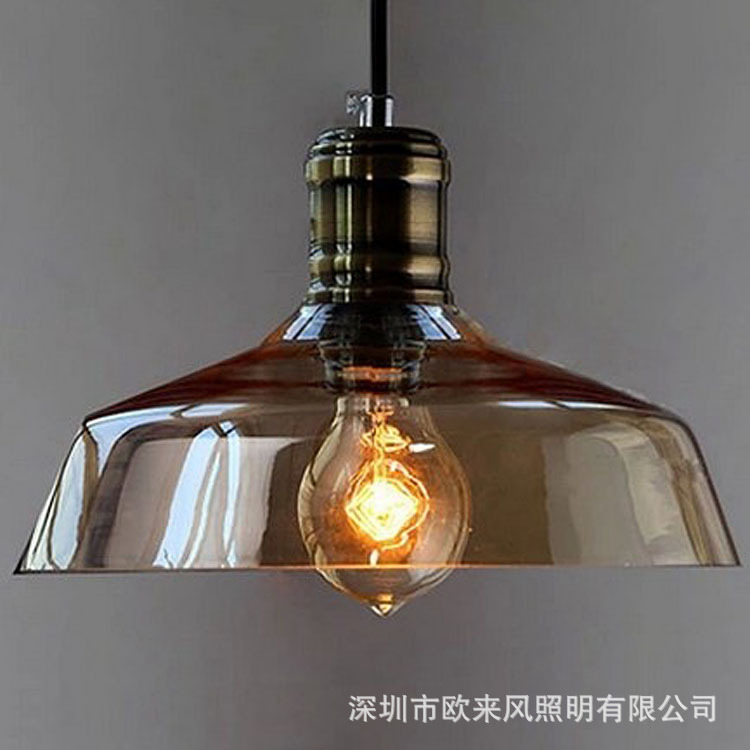 美式乡村工业风单头玻璃吊灯咖啡厅北欧吧台服装店升降卧室饭餐厅