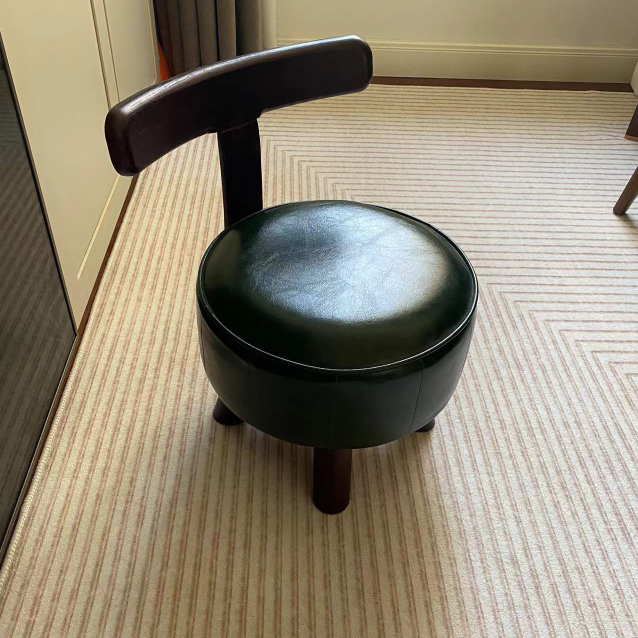 实木旋转椅简约软包靠背凳家用客厅凳茶几凳换鞋凳复古小椅子矮凳