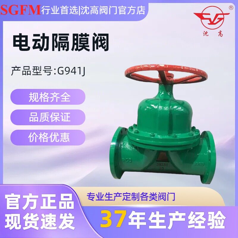 沈高阀门 电动隔膜阀 G941J-10C 电动衬胶隔膜阀 法兰衬胶隔膜阀