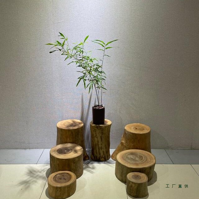 实木凳子原木树桩墩子换鞋凳树根底座木墩木头凳木桩家用边几矮凳