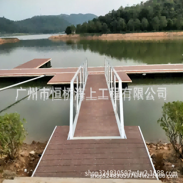 轻型钢结构铝合金浮桥 水上铝合金码头建造 浮箱码头浮筒景观栈道