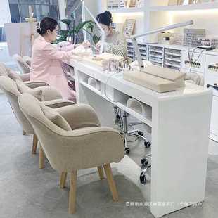 美甲网红桌单双人三人简约烤漆凹槽收纳盒内嵌式 日式 吸尘器美甲桌