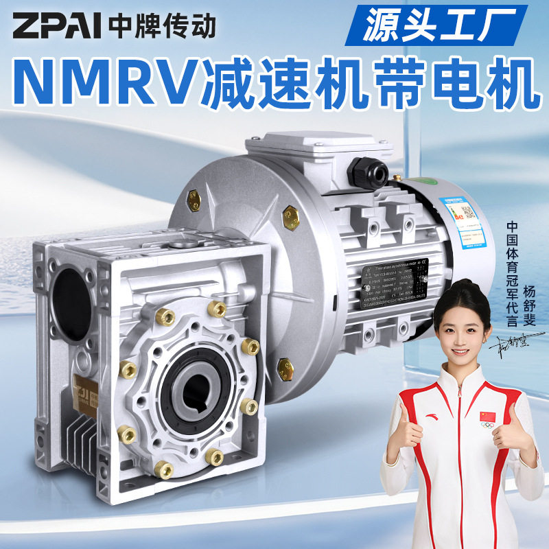蜗轮蜗杆减速机电机一体NMRV涡轮减速器带电机380V变速波箱齿轮箱