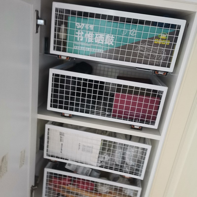 网格收纳箱橱柜拉篮铁艺超市陈列收纳筐厨房衣柜金属抽屉拉篮直销