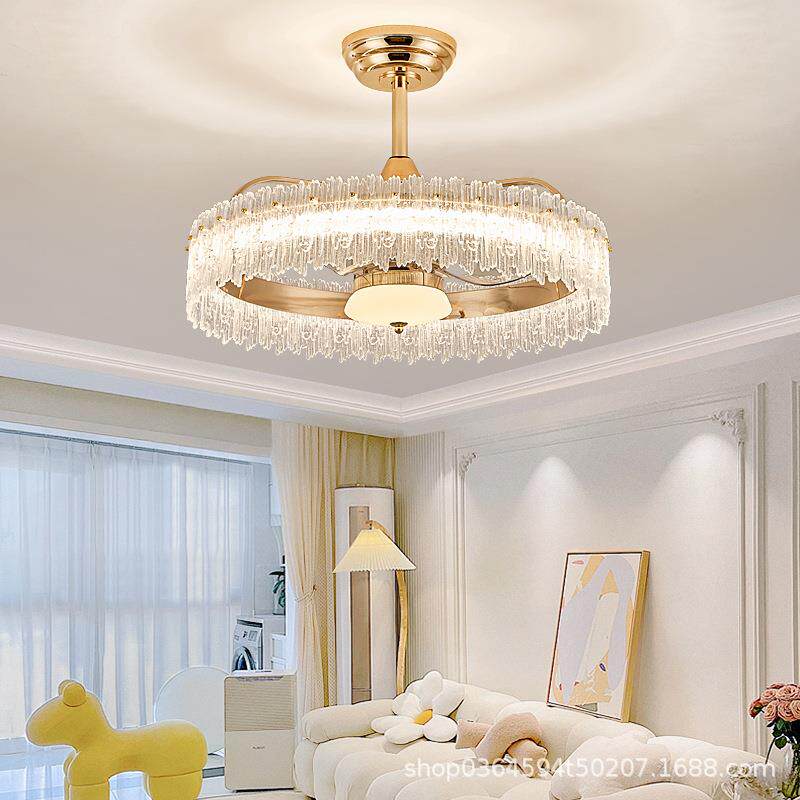 卧室灯吸顶灯客厅摇头风扇灯现代简约轻奢玻璃大气家用房间吊扇灯