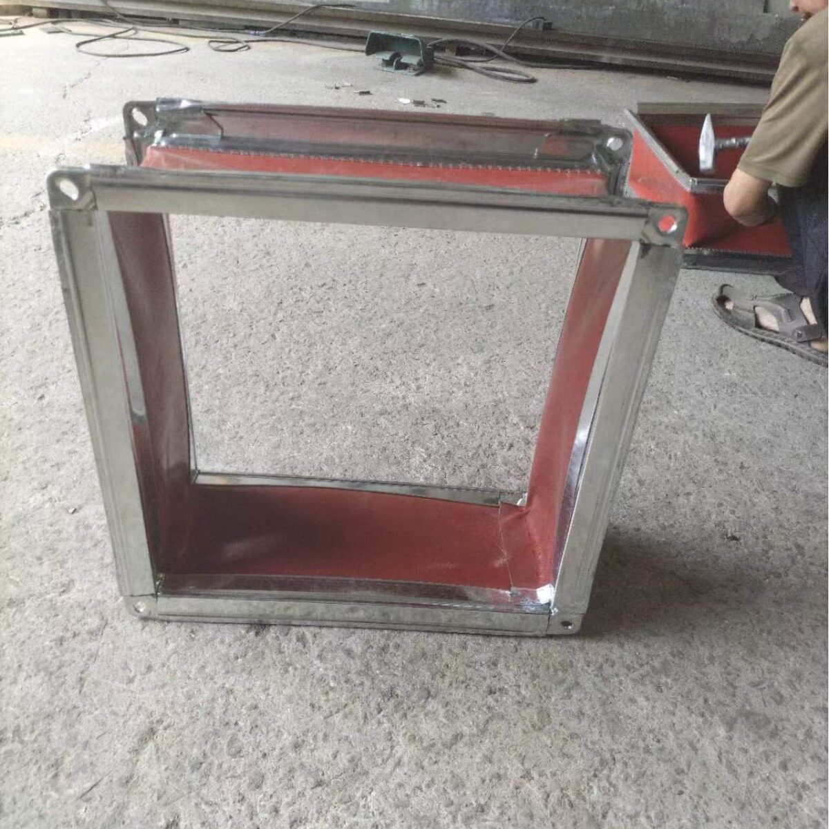 方形软接管道通风帆布软连接头防火耐高温伸缩帆布装伸缩风管软接