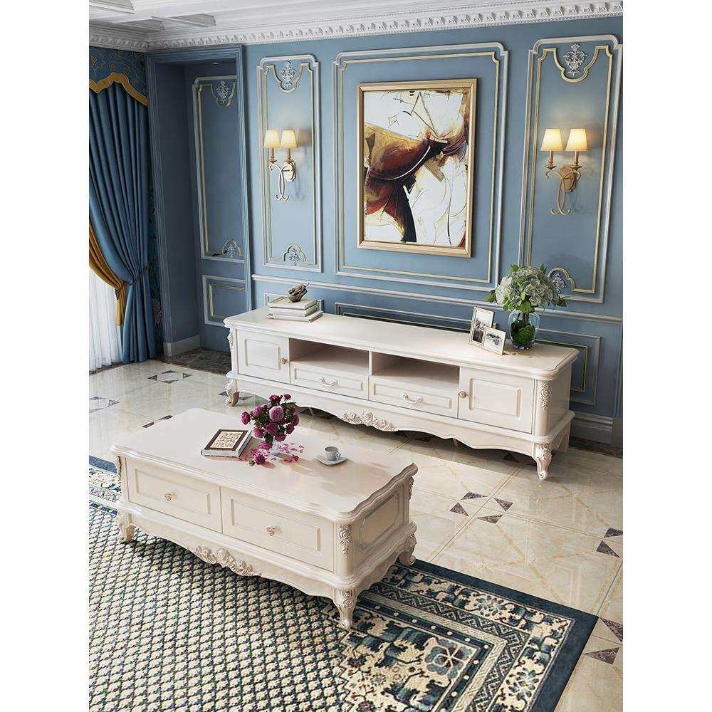 欧式电视柜茶几组合套装客厅家具韩式田园实木现代简约电视柜1.8