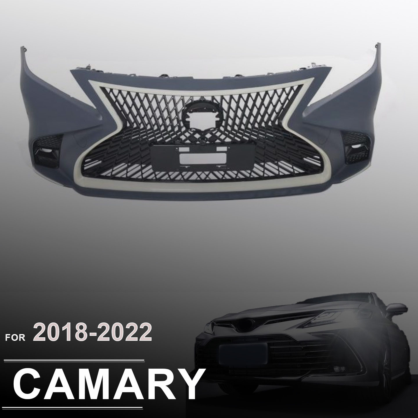 适用18-22款camary凯美瑞改装lexus LS前脸ES中网前后保险杠升级