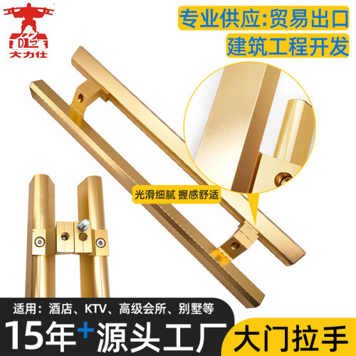 金色双开不锈钢大门拉手玻璃门酒店门防火门木门对装把手门把手