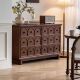 法式 复古实木六斗柜复靠墙收纳柜卧室床头柜客厅中古风储物抽屉柜