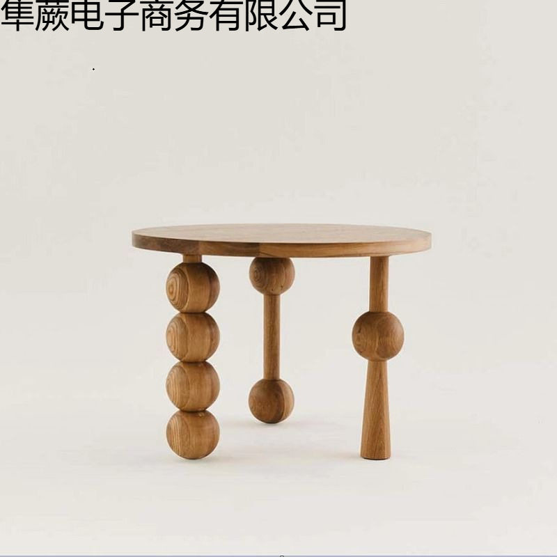全实木圆桌原木色家用小户型餐桌个性饭桌现代简约设计师洽谈桌风