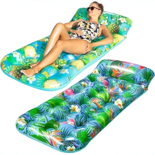 成人PVC充气水上浮舟大号泳浮杆带头枕适合日光浴泳池躺椅浮排