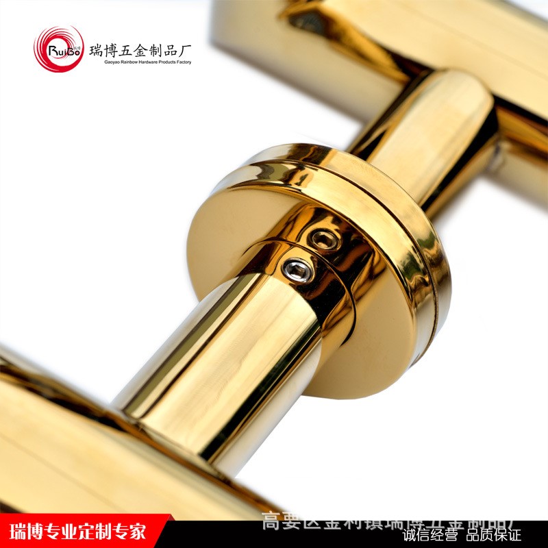 新中式金色不锈钢圆形明装酒店豪华大门拉手高端别墅实木门把手