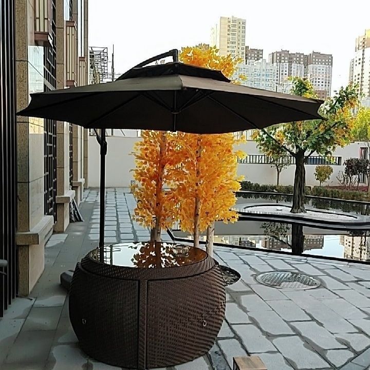 户外庭院藤编圆桌四椅组合