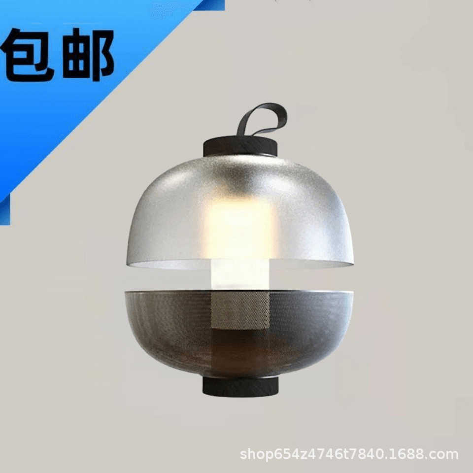 后现代设计师新款创意夹心玻璃床头灯工业风复古北欧卧室装饰台灯