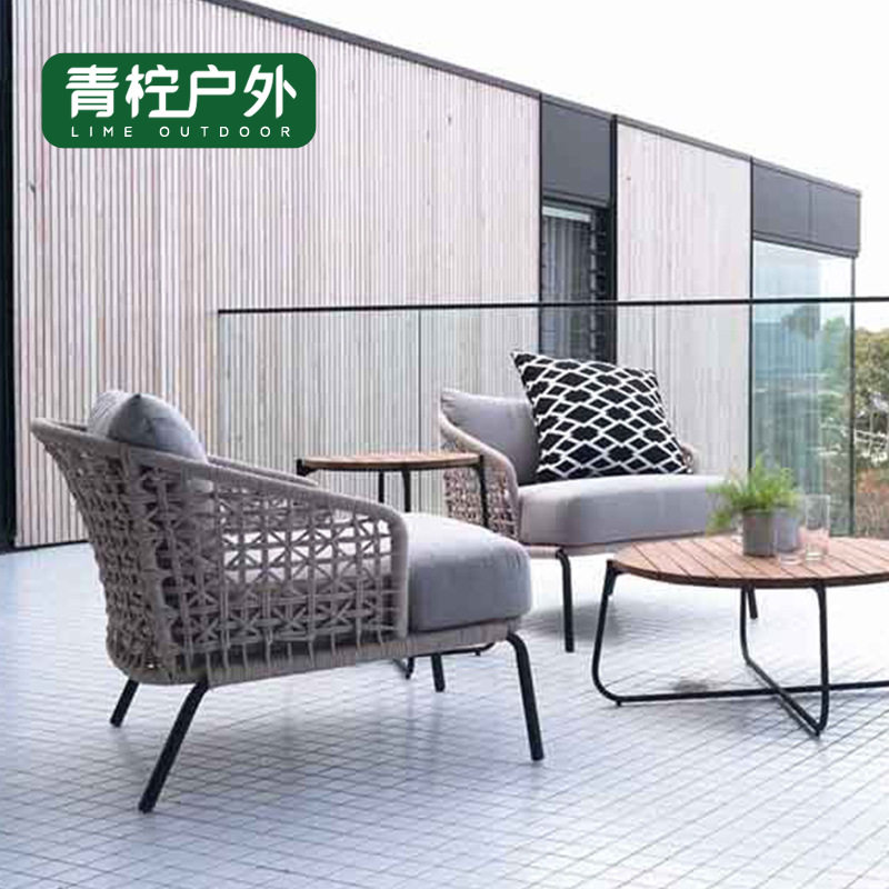 户外沙发阳台花园庭院别墅绳编休闲沙发茶几组合室内外家具工厂
