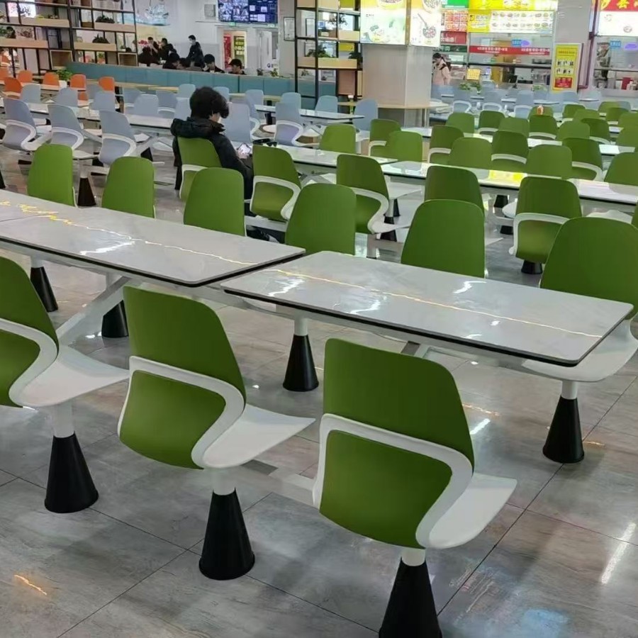 食堂快餐店四人位连体餐桌椅