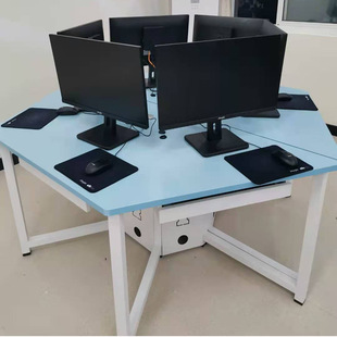 六边形电脑桌阅读桌板式六角桌学生试验台课桌机房五角桌五边形桌