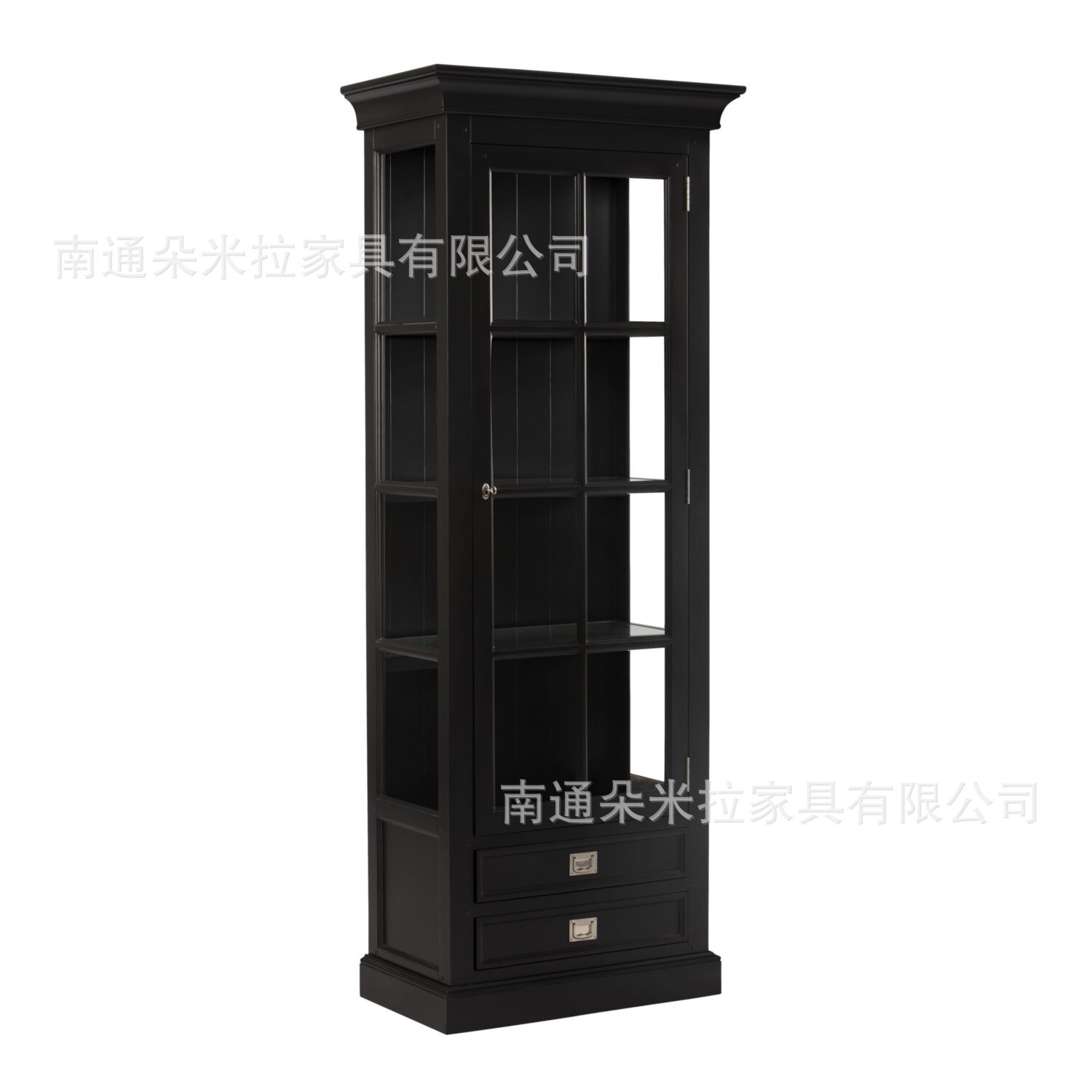 RH美式实木玻璃书柜高端储物