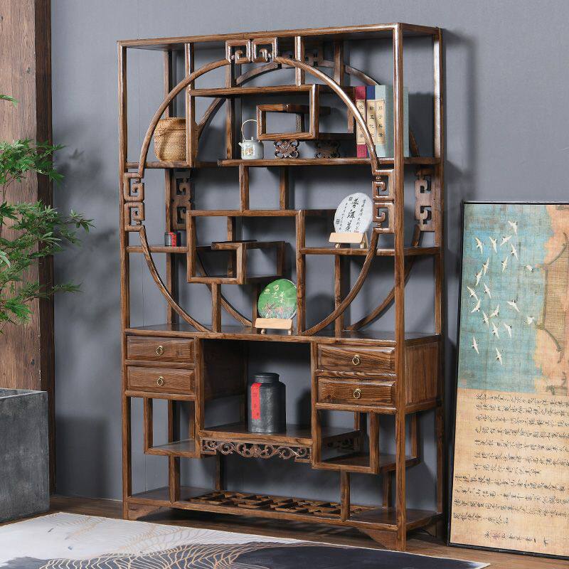 实木新中式博古多宝阁展示柜