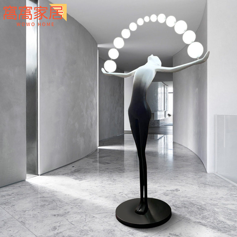 人形雕塑落地灯样板房展厅酒店大堂售楼部装饰摆件灯具创意雕塑灯