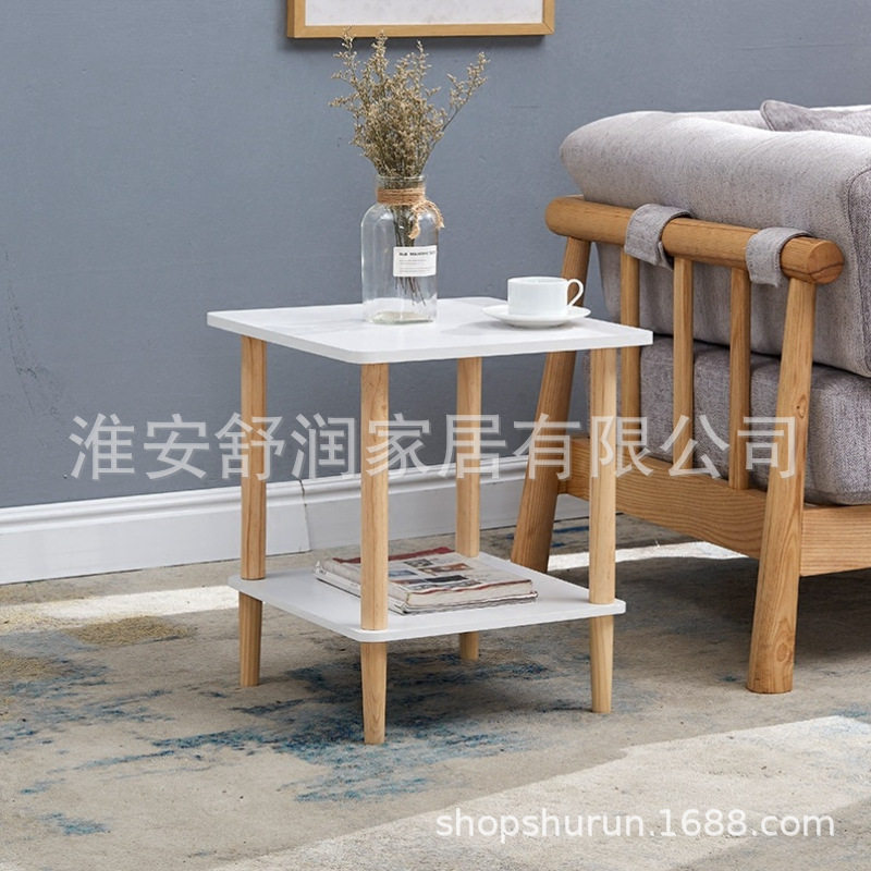 客厅茶几茶台事务所白色咖啡桌小户型双层抽屉柜置物架卧室床头柜