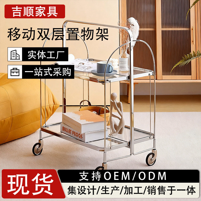ins中古不锈钢折叠多层收纳车