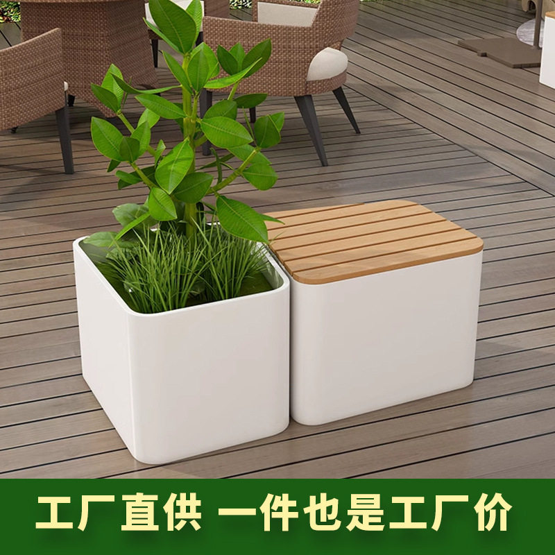 户外不锈钢花箱外摆街道铁艺花槽长方形花盆售楼部广场金属花坛