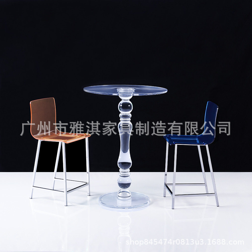 源头工厂亚克力高脚椅柜台椅不锈钢吧椅透明吧台椅酒吧凳