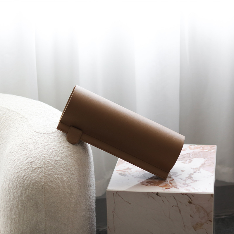 简约轻奢皮革玻璃花瓶样板间售楼处欧式花插花器摆件家居软装饰品