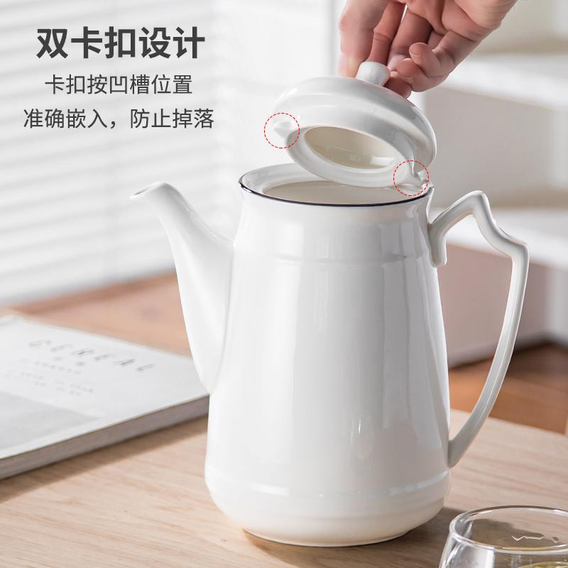 ?耐高温陶瓷壶创意茶壶白瓷釉下彩水壶凉水壶冷水壶可装开水泡茶