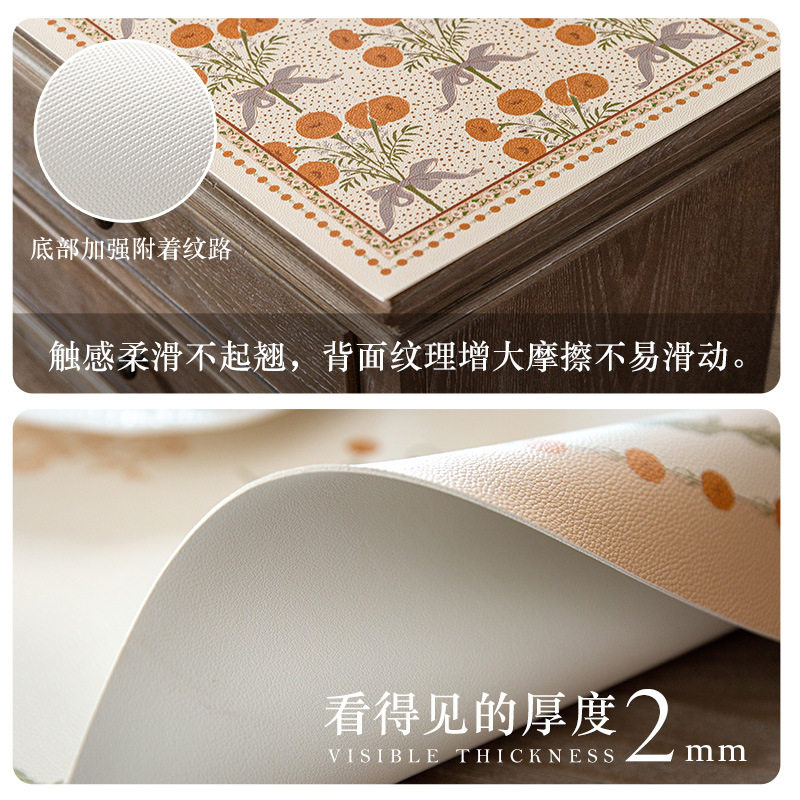 批发美式田园皮革桌垫防水防油免洗防烫PVC餐桌布氛围感茶几垫子