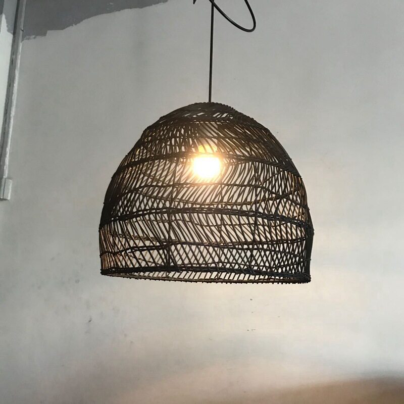 新中式火锅店餐厅民宿茶楼中式吊灯藤编黑色鸟巢铁艺装饰餐吊灯