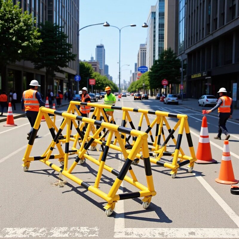 可移动拒马护栏防冲撞路障学校工地交通隔离防护栏带轮拒马护栏