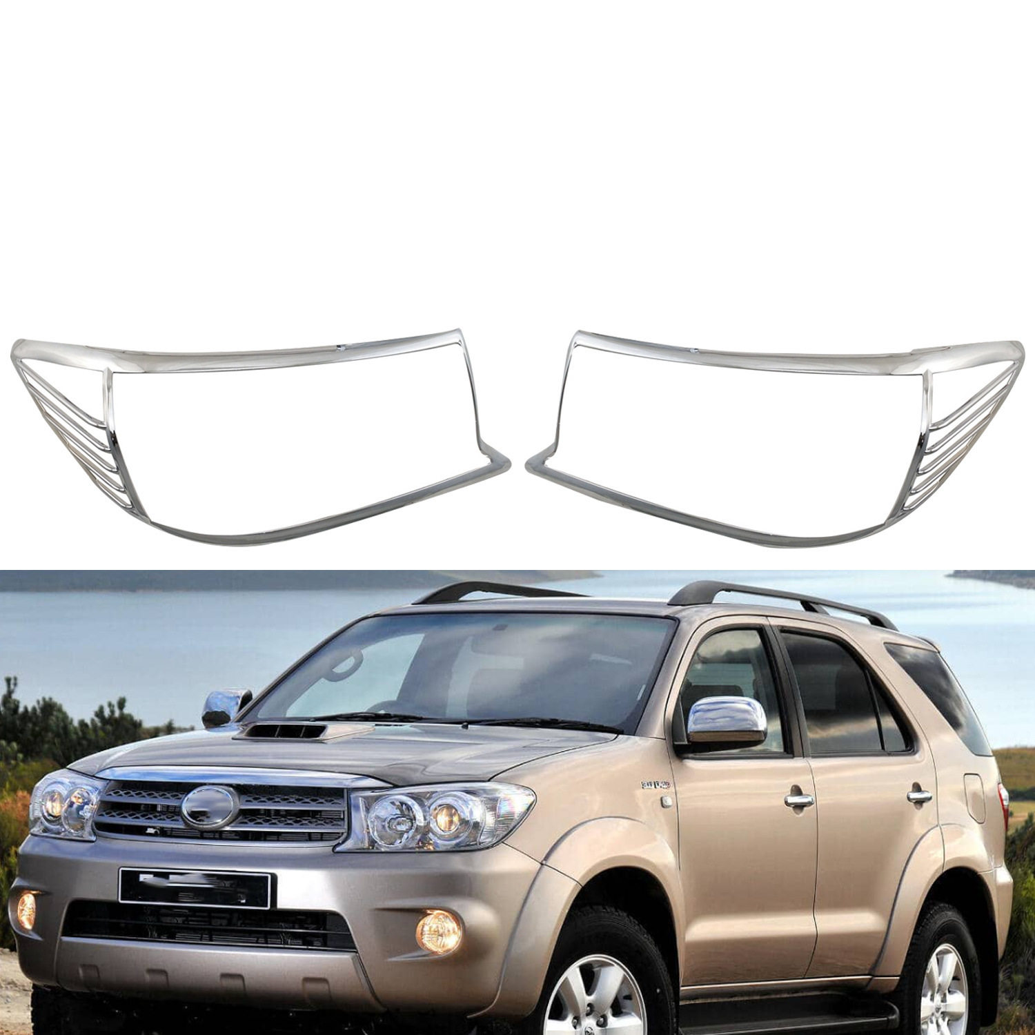 适用于2008款 FORTUNER 前灯罩 奔跑者汽车电镀 前灯框改装饰件