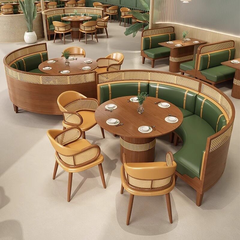 简约西餐厅卡座沙发桌椅组合火锅餐饮店音乐餐吧主题餐厅靠墙沙发