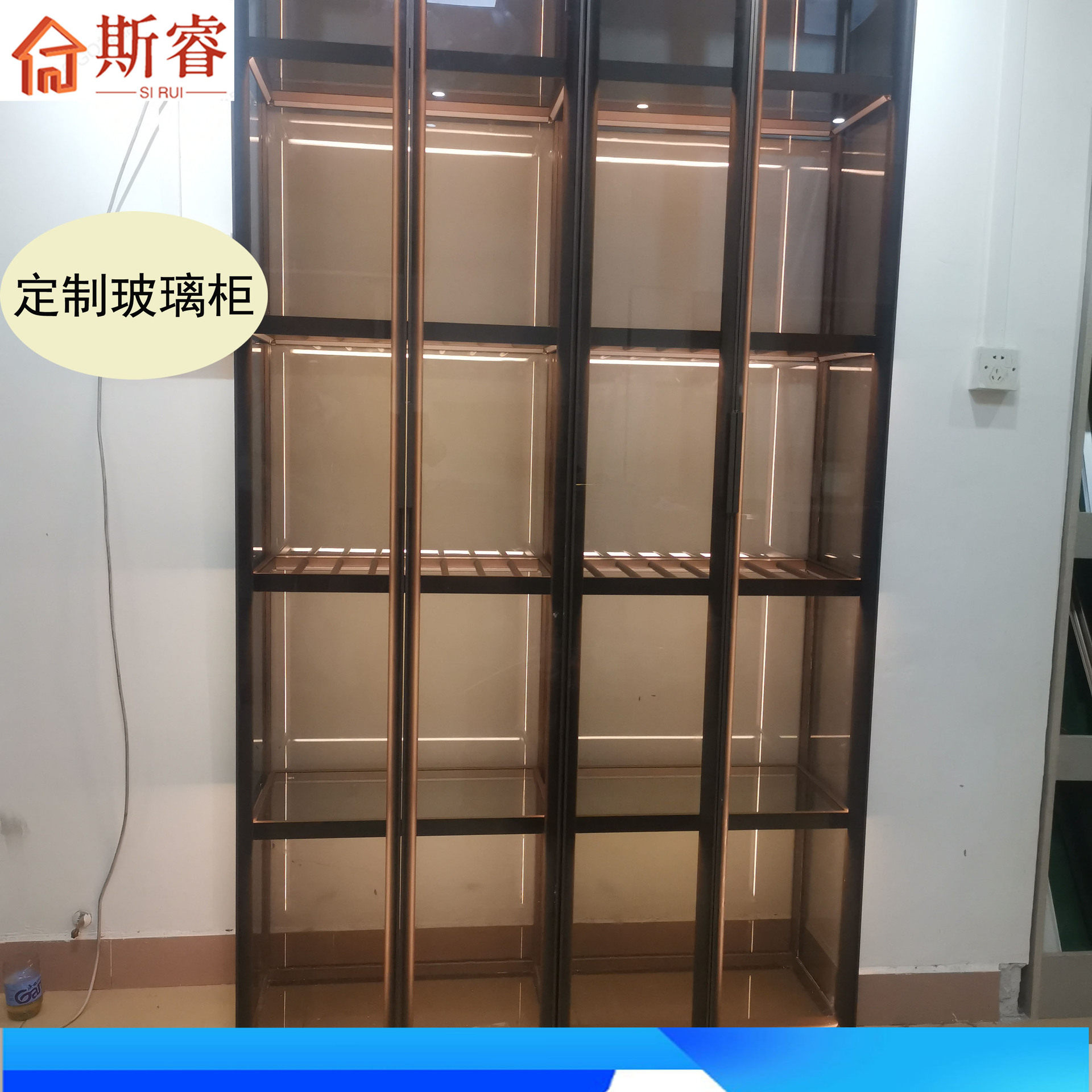加工定制铝合金玻璃柜酒柜衣帽间铝型材平开极简玻璃门鞋柜门定做